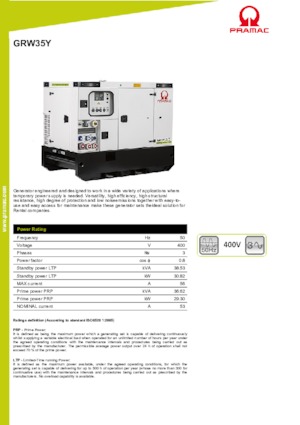 Naftové elektrocentrály PRAMAC Lifter GRW 35 Y