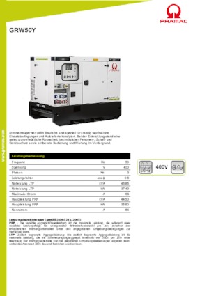 Naftové elektrocentrály PRAMAC Lifter GRW 50 Y