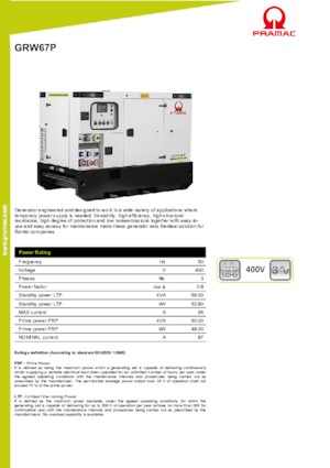 Naftové elektrocentrály PRAMAC Lifter GRW 67 P