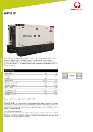 Naftové elektrocentrály PRAMAC Lifter GRW 95 P