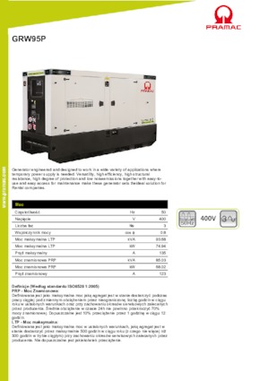 Naftové elektrocentrály PRAMAC Lifter GRW 95 P