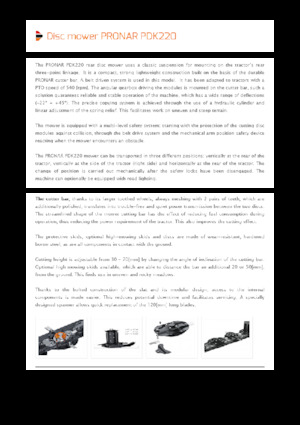 Zadní diskové žací lišty bez kondicionéru Pronar PDK 220