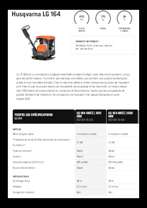 Reverzní vibrační desky Husqvarna LG 164