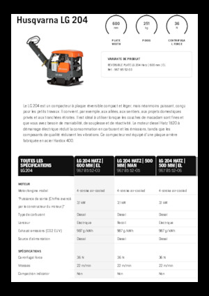 Reverzní vibrační desky Husqvarna LG 204