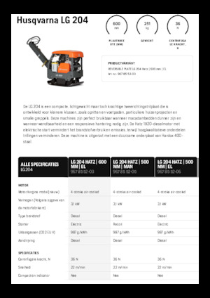 Reverzní vibrační desky Husqvarna LG 204