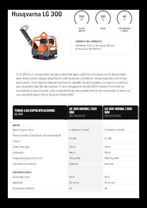 Reverzní vibrační desky Husqvarna LG 300