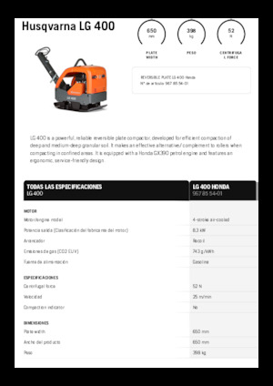 Reverzní vibrační desky Husqvarna LG 400