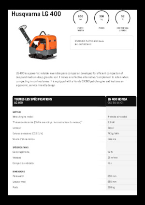 Reverzní vibrační desky Husqvarna LG 400