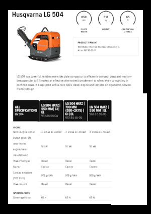 Reverzní vibrační desky Husqvarna LG 504