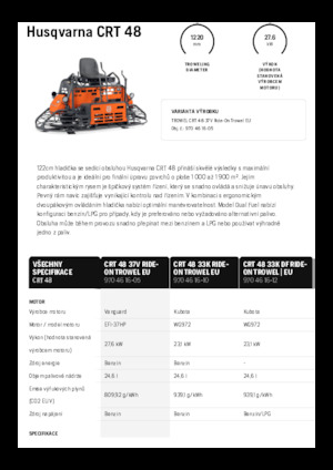 Pojízdné hladičky betonu Husqvarna CRT 48