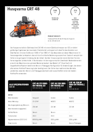 Pojízdné hladičky betonu Husqvarna CRT 48