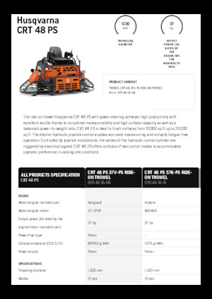 Pojízdné hladičky betonu Husqvarna CRT 48 PS