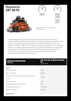 Pojízdné hladičky betonu Husqvarna CRT 48 PS