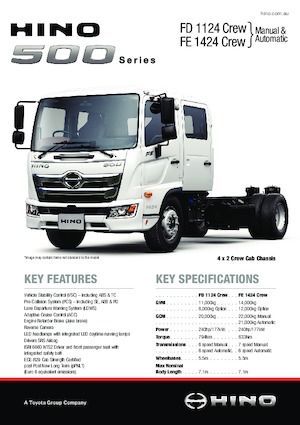 Tuhé podvozky Hino 500 FE 1424 CREW 4x2
