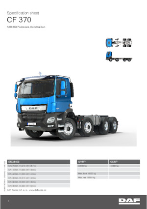 Tuhé podvozky DAF CF 370 FAD Construction