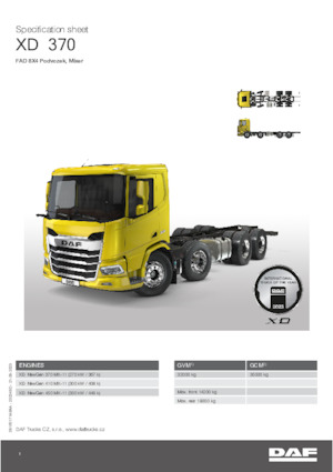 Tuhé podvozky DAF XD 370 FAD Mixer