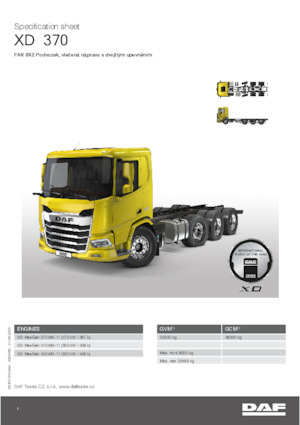 Tuhé podvozky DAF XD 370 FAK