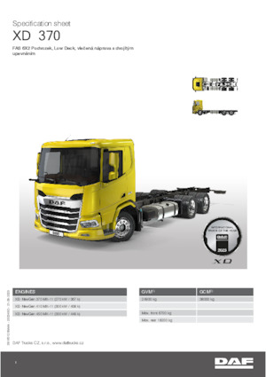 Tuhé podvozky DAF XD 370 FAS Low Deck