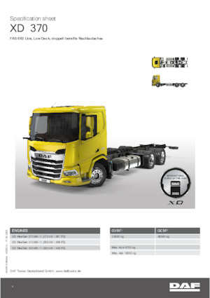 Tuhé podvozky DAF XD 370 FAS Low Deck