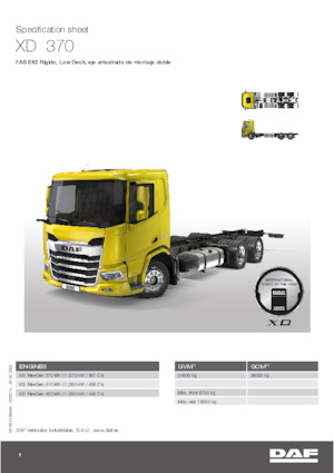 Tuhé podvozky DAF XD 370 FAS Low Deck