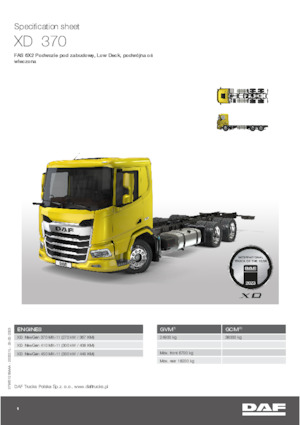 Tuhé podvozky DAF XD 370 FAS Low Deck