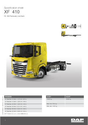 Tuhé podvozky DAF XF 410 FA Low Deck