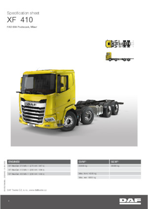 Tuhé podvozky DAF XF 410 FAD Mixer