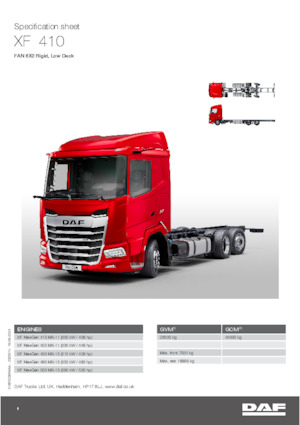 Tuhé podvozky DAF XF 410 FAN Low Deck