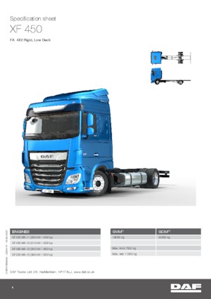 Tuhé podvozky DAF XF 450 FA Low Deck