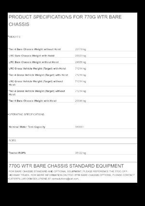 Pevné dampry Caterpillar 770G WTR Bare chassis