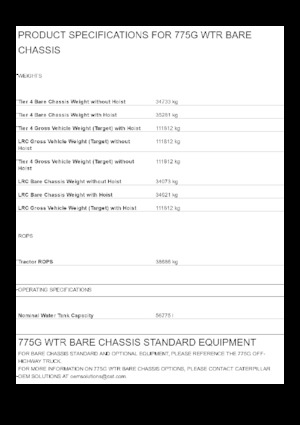 Pevné dampry Caterpillar 775G WTR Bare chassis