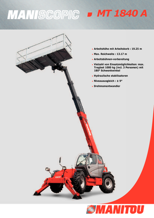 Teleskopické manipulátory Manitou MT 1840 A