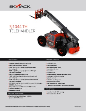 Teleskopické manipulátory Skyjack SJ1044 TH