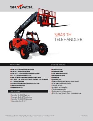 Teleskopické manipulátory Skyjack SJ843 TH