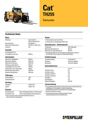 Teleskopické manipulátory Caterpillar TH255