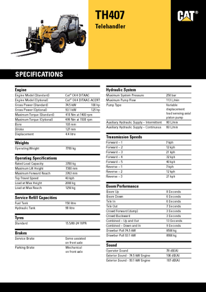 Teleskopické manipulátory Caterpillar TH407