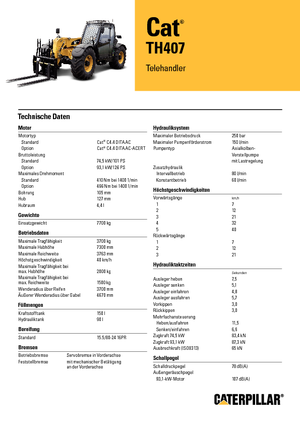 Teleskopické manipulátory Caterpillar TH407