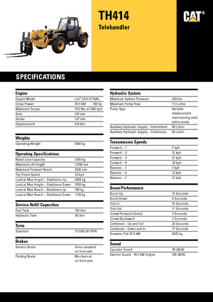 Teleskopické manipulátory Caterpillar TH414