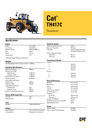 Teleskopické manipulátory Caterpillar TH417C