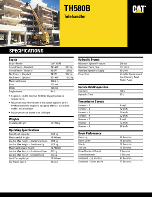 Teleskopické manipulátory Caterpillar TH 580 B