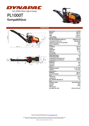 Silniční frézy Dynapac PL 1000 T