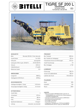 Silniční frézy Bitelli SF 200 L