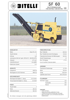 Silniční frézy Bitelli SF 60