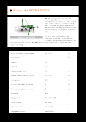 Rotační shrnovače Pronar ZKP 300 