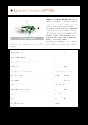 Rotační shrnovače Pronar ZKP 300 