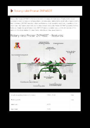 Rotační shrnovače Pronar ZKP 460T
