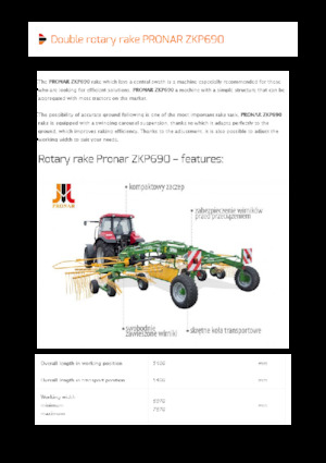 Rotační shrnovače Pronar ZKP 690