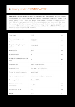 Rotační obraceče Pronar PWP 900