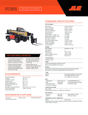 Teleskopické nakladače s horní konstrukcí JLG R1385