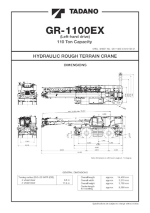 Jeřáby pro těžký terén Tadano GR-1100EX-3